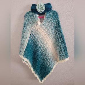 Handmade crochet poncho & matching headband/earwarmer